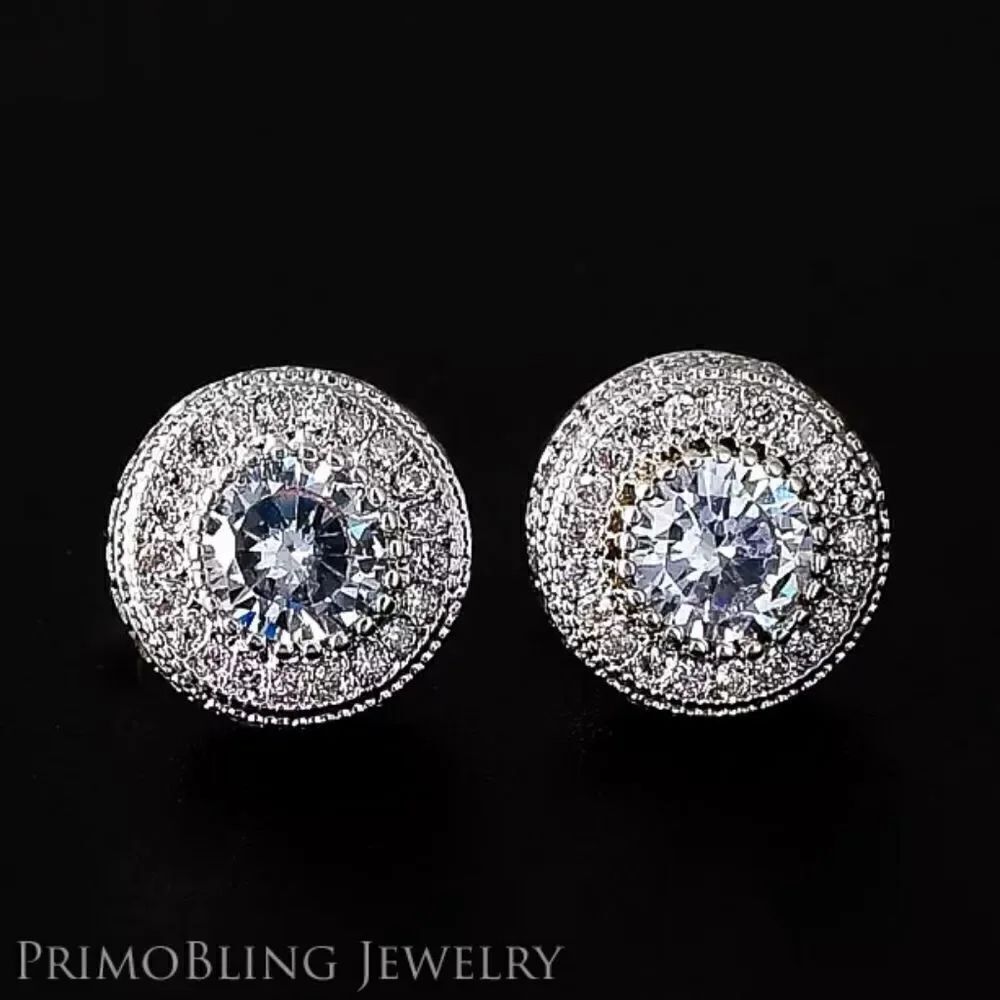 Silver Lab Diamond Stud Earrings - Picture 2 of 3